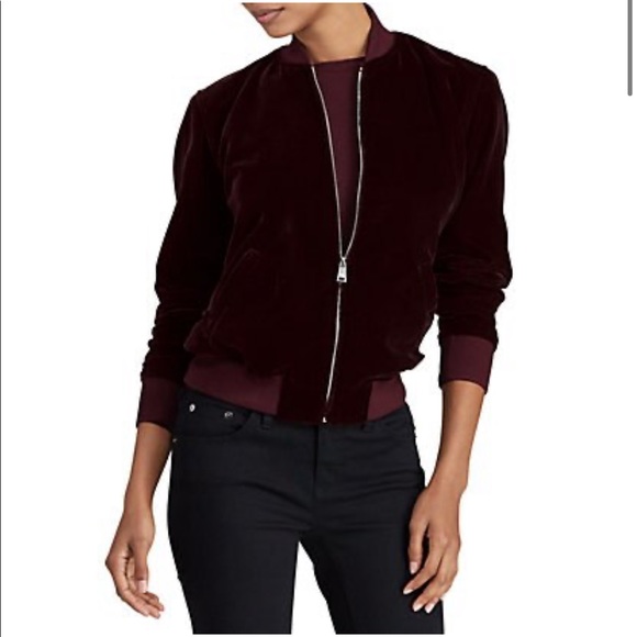 Lauren by Ralph Lauren Velvet Bomber Jacket - Picture 1 of 4
